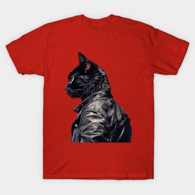 Leather Cat T-Shirt by Pet And Petal